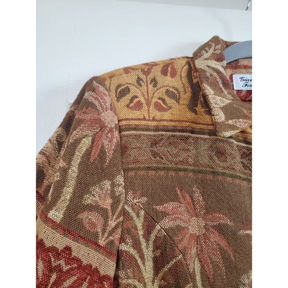 Vintage Giancarlo Ferrari Tapestry Zip Up Lined Elephant Jacket Women's Size 10 - Picture 4 of 12